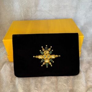 Shiraleah Black Clutch with Gold and Green Accents